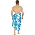 thumbnail image 2 of HAPPY BAY Men's Pareo Swim Trunk Surfing Sarong Long Beach Wrap One Size Teal Blue-R819 Summer Vacation Party, 2 of 3