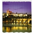thumbnail image 3 of Ambesonne Travel Shower Curtain, Charles Bridge Prague, 69"Wx70"L, Purple Yellow Brown, 3 of 3