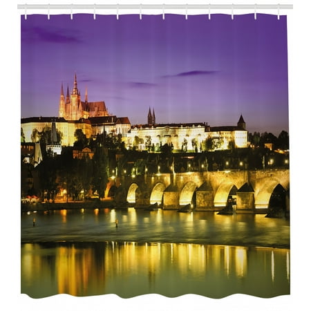 Travel Shower Curtain Charles Bridge Prague Czech Republic