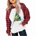 thumbnail image 1 of HAiming Sweat à Capuche de Noël Imprimé Xmas à Carreaux Color Block Manches Longues Décontracté, 1 of 5