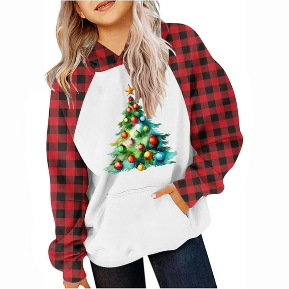 Taqqpue Ugly Christmas Hoodies for Girls Boys Graphic Hooded Pullover Sweatshirts Casual Loose Fit Oversize Long Sleeve Shirts with Pocket 5-15Y