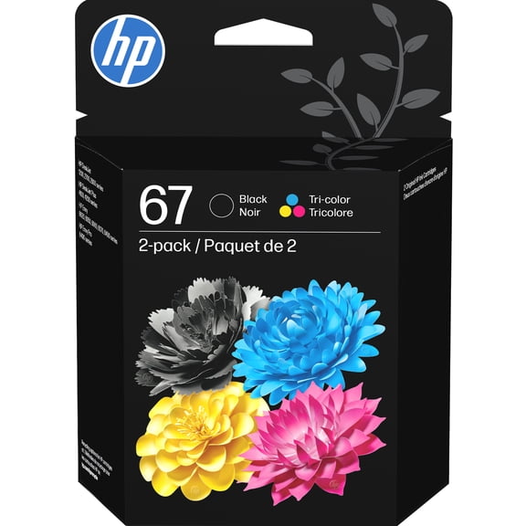 HP 67 Clr/Blk Original Ink Crtg 2-Pk