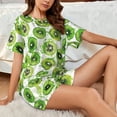 thumbnail image 4 of Wukai Green Kiwi Women's Pajama Set,Short-Sleeve Top and Shorts with Elastic Waistband and Pockets for Loungewear, Yoga, and Casual Wear-4X-Large, 4 of 8