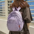 thumbnail image 5 of Backpack Solid Color Replacement Zipper Breathable Dual Strap Simple Style Large Capacity Polyester Lining Schoolbag Purple, 5 of 10