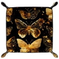 thumbnail image 2 of Women Girls Leather Square Dish Trinket Plate Jewelry Tray, Golden Butterfly Pattern Mothers Day Birthday Gift, 2 of 6