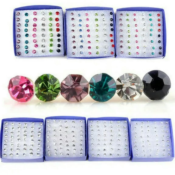 K-KED 20 Pairs/Set Fashion Crystal Cute Ear Stud Earrings Women Charm Delicate Jewelry Gifts US-White 2mm