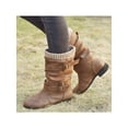 thumbnail image 5 of Difumos Womens Anti Slip Belt Buckle Winter Shoes Slouch Mid-Calf Boots Outdoor Comfort Pull On Shoe Brown 8, 5 of 9