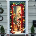 thumbnail image 4 of SHENGXINY Christmas Snowman Wreath Painted Front Door Cover,Winter Christmas Day Photo Background,Party Decorations,Wall Window Decor,Hanging Cloth Flag,Home Decor Multicolor 35.4x71in, 4 of 6