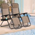 thumbnail image 6 of Dkelincs Zero Gravity Chair Set of 2 Adjustable Folding Lounge Chair Outdoor Beach Camping Chair with Pillow and Cup Holder, Tan, 6 of 7