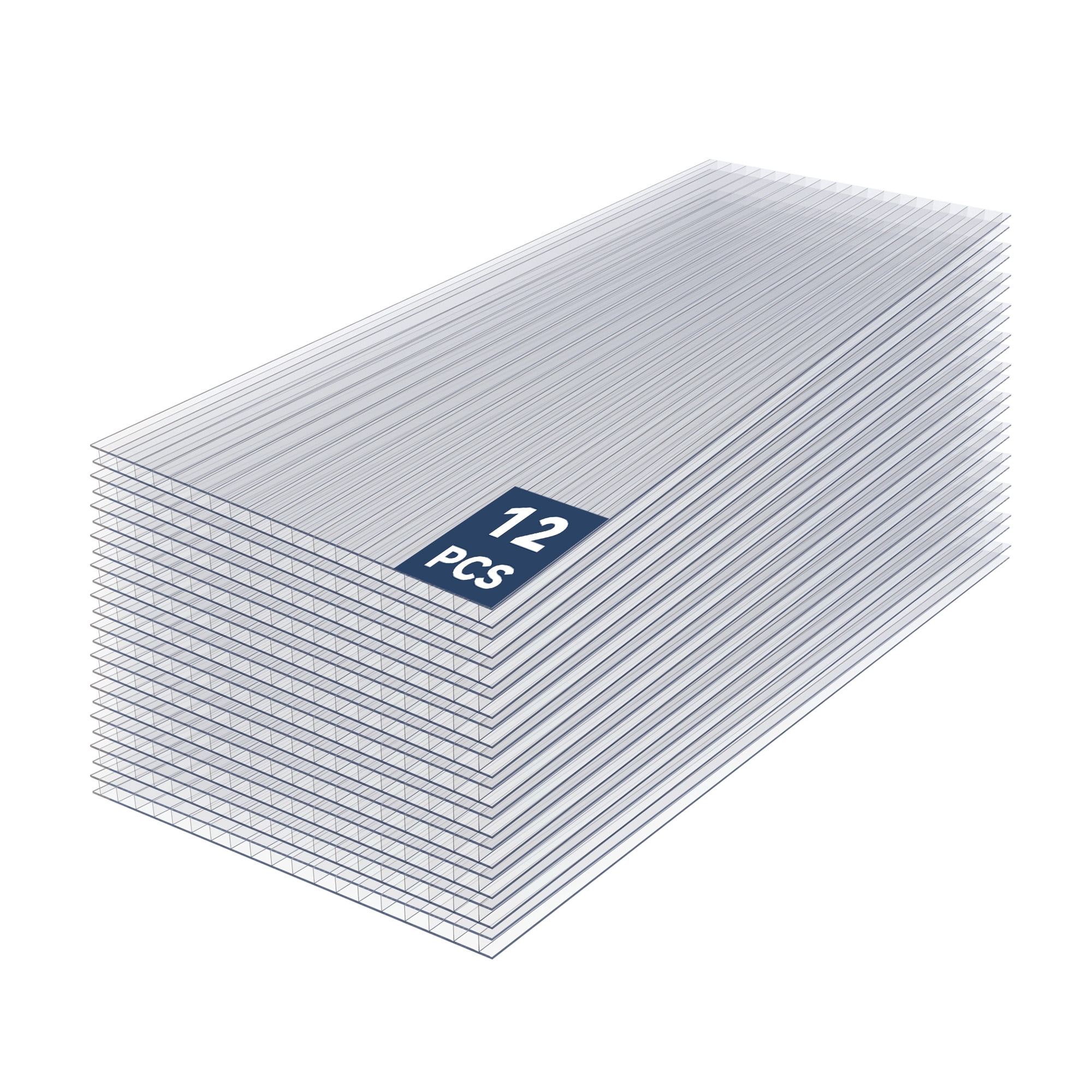Vigo huseeo 12 pieces of twin-wall plastic panels, 5' x 2' x 0.16", polycarbonate greenhouse panels, suitable for pergola roof, window, and wall