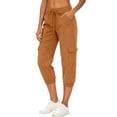 thumbnail image 4 of Womens Cargo Pants with Multi-Pockets,Athletic Capri Pant Stretchy Elastic Waist Carpenter Trouser with Pockets, 4 of 8