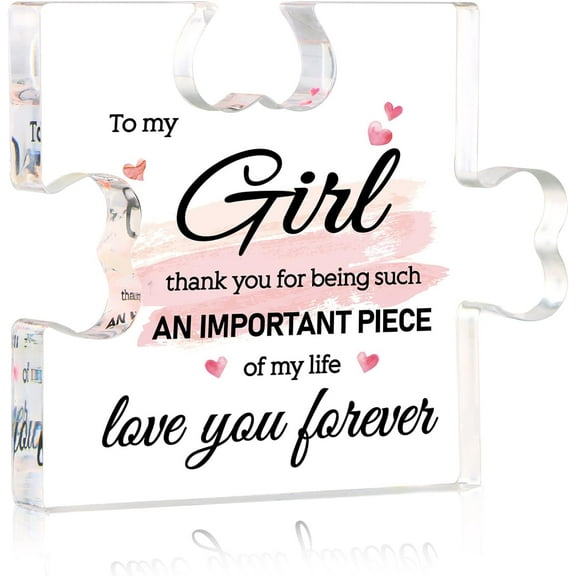 Puzzle Gifts for Daughter - 4" x 3.3" Acrylic Puzzle Piece Plaque Daughter Gifts Birthday Christmas Decor Gifts for Daughter from Dad Mom