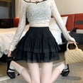 thumbnail image 3 of BUYISI Basic Simple Womens Sweet Cake skirt High waist Lace Skirt Black XL, 3 of 9