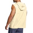 thumbnail image 5 of Mens Tank Top Beach Baggy Cotton Linen Solid Button Beach Sleeveless Hooded Shirt Tank Tops Blouses, 5 of 9