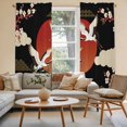 thumbnail image 2 of Japanese Style Kitchen Curtain for Berdoom Living Room Cafe 72 Inch Length, Modern Cranes Cherry Flower Wave Red Brown Tiers Curtains Light Filtering Drapes Window Treatment 2 Panels 52"Wx72"L, 2 of 8