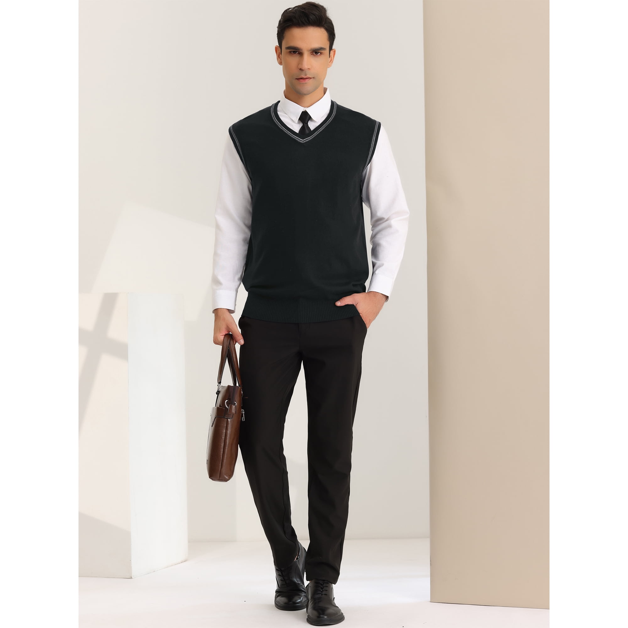 Black sleeveless sweater vest online