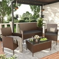 thumbnail image 4 of Elposun 4 Steel Hand-woven Outdoor Conversation Sets with Sofa and Table, Brown/Gray, 4 of 8