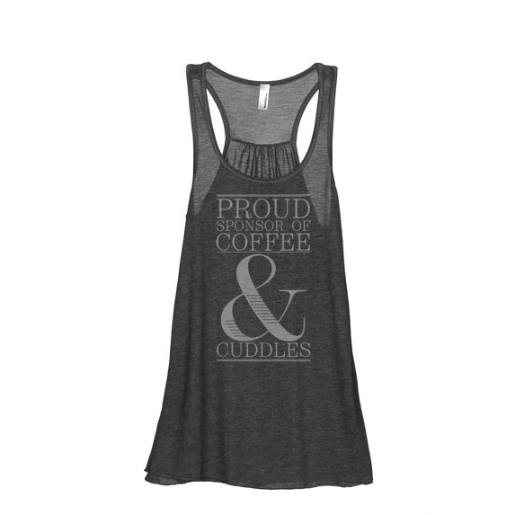 Thread Tank Proud Sponsor Of Coffee And Cuddles Women's Fashion Sleeveless Flowy Racerback Tank Top Charcoal Small