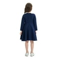 thumbnail image 4 of Zanarzt Robes pour Filles à Manches Longues Robe à Manches Longues pour Filles Décontractée Robe T-Shirt Vintage à Manches Longues pour Filles Bleu Marine, 7-8 Ans, 4 of 6