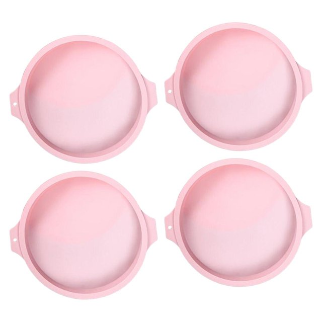 Molde Redondo Pastel Paquete de 4 de 6 pulgadas/8 pulgadas bandeja para hornear de de silicona pastel Iris bandeja de accesorios para - 8 pulgadas Rosa 2