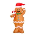 thumbnail image 1 of US Plug 5ft Lighted Inflatable Gingerbread Man with Santa Hat & Candy Cane - 190T Waterproof Polyester LED Outdoor/Indoor Christmas Decoration, Includes Blower, Tethers, Stakes & Water Bags for, 1 of 7