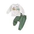 thumbnail image 2 of Aojekbee Baby Boy Halloween Outfits Long Sleeve Pumpkin Tractor Print Sweatshirt + Trousers Set Toddler Fall Clothes, 2 of 10