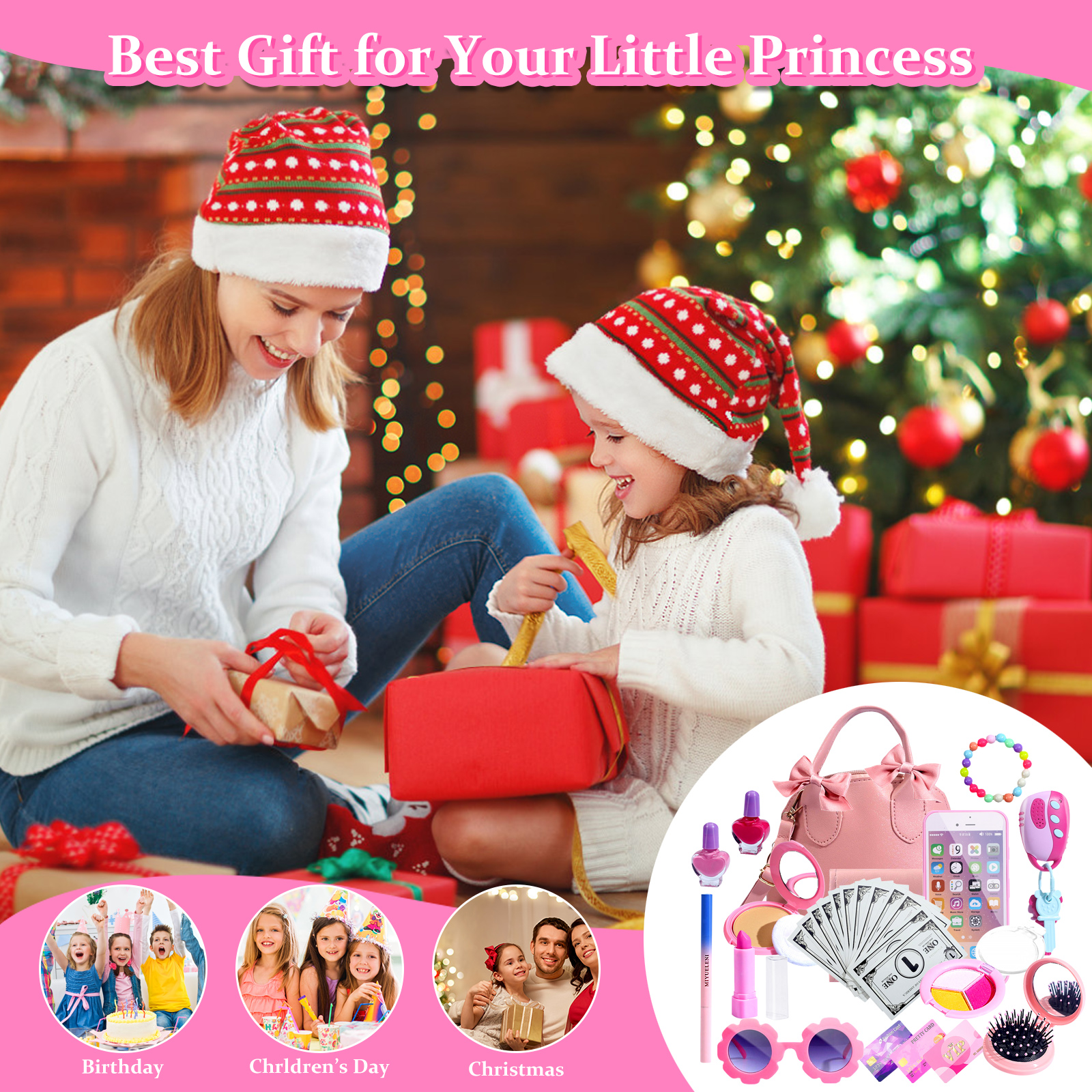 Rirool Princess Themed Play Purse Set with 31 Pieces photo 6