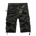 thumbnail image 2 of HCNTES Men's Cotton Cargo Classic Fit Shorts Flat Front Drawstring Summer Beach Shorts with Pockets(Black,38), 2 of 6