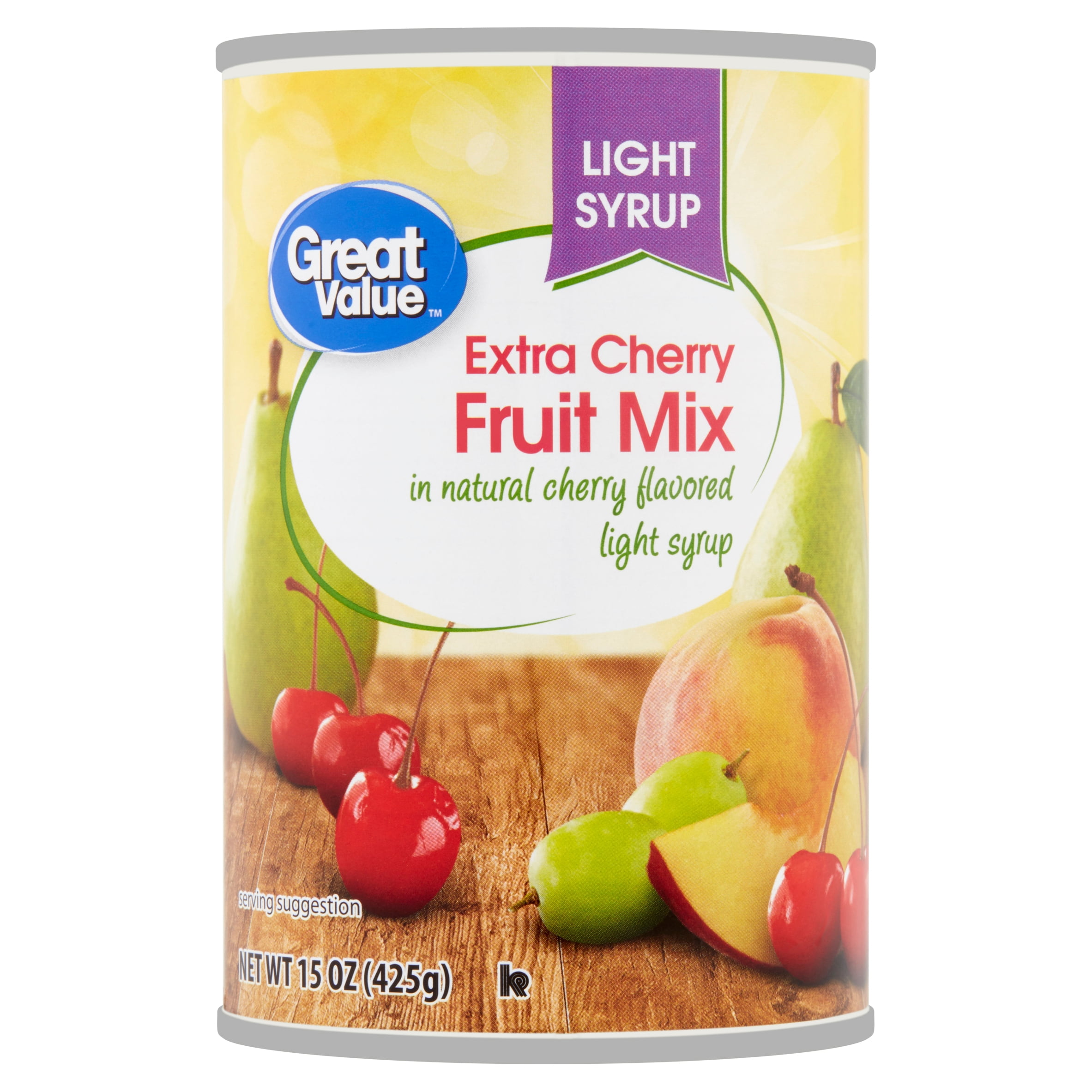 Great Value Light Syrup Extra Cherry Fruit Mix, 15 oz