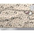 thumbnail image 3 of Soimoi White Silk Fabric Antler & Leaves Printed Fabric 1 Yard 42 Inch Wide, 3 of 3