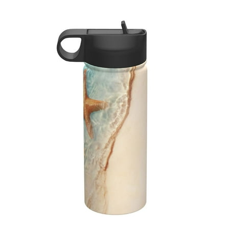 

Ocsxa Starfish On The Sand Beach Print 18 oz Insulated Water Bottle With Straw Stainless Steel Sports Water Cup Flask Wide Mouth Travel Thermal Mug for Home Office or Car