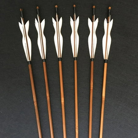 Medieval Bamboo Traditional Wooden Hunting Archery Arrow For Recurve Longbow Bow Shoot with White Turkey Feathers Christmas Gift
