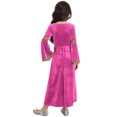 thumbnail image 2 of Miutii Kids Girls Renaissance Princess Dress Medieval Outfit Role-play Long Flare Sleeve Velvet Dress Up Hot Pink 6, 2 of 6