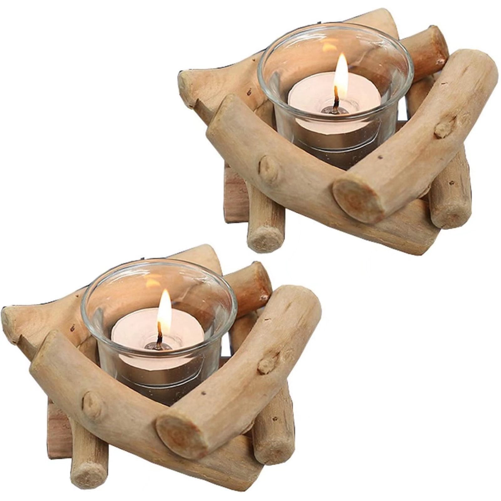 Details about   20pcs Rustic Wooden Candle Holder Novelty Wood Tea Light Candlestick for Parties 