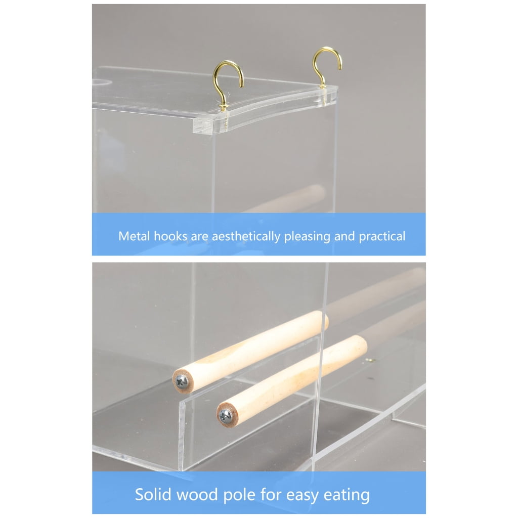 YongCo Budgies Feeding Box Food Dispenser Antispill Parrots Food Feeding House Birds Cage Feeder Clear Food Container