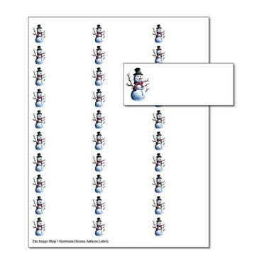 Snowman Dreams Printable 30-Up Address Labels - 5 Sheets/150 Labels Total - 1" x 2.625" Sized Labels (oalx374)