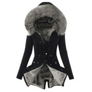 Lining Ladies Coat Womens Winter Warm Thick Long Jacket Hooded Overcoat