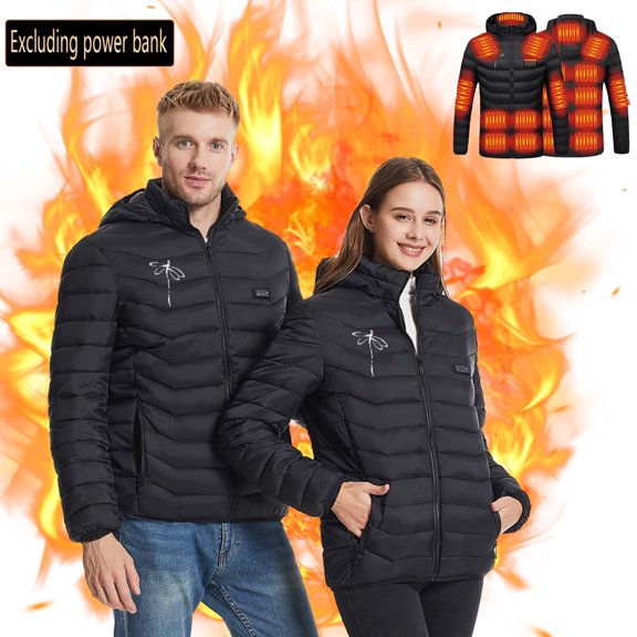 Tbopshirt Heated Jacket,Winter Coats for Women,USB Intelligent Constant Temperature Heated Windproof Plus Size Coat for Men and Women Winter 4 Heated Jacket Coat