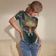 thumbnail image 3 of Balery Vintage Pattern Fox Body de cuello redondo de manga corta para mujer Tops de manga corta Tops básicos-Large, 3 of 7