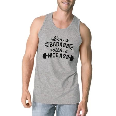 Bad Nice Ass Mens Grey Funny Graphic Gym Tank Top Gifts For