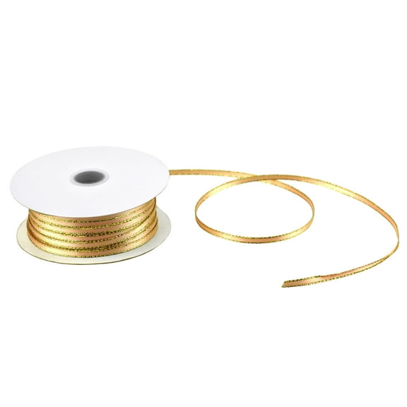 Double Faced Gold Trim Satin Ribbon, Light Peach, 1/8-Inch, 50-Yard