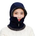 thumbnail image 1 of Women Hat Solid Color Zipper Autumn Winter Knitted Korean Style Cap Scarf for Riding, 1 of 10