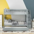 thumbnail image 2 of EUROCO Full over Full Bunk Bed with Twin Trundle Bed and Storage Shelves for Kids, Three Beds with Storage for Kids Teens Adults, Gray, 2 of 14