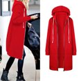 thumbnail image 3 of Aayomet Long Coats For Women Women's Raw Cut Hem Waterfall Collar Long Sleeve Wrap Trench Pea Coat Cardigan,Red XXL, 3 of 5