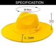 thumbnail image 3 of Nisorays Women and Men Flat Wide Brim Warm Felt Fedora Hat Retro Style Panama Hat Yellow, 3 of 3