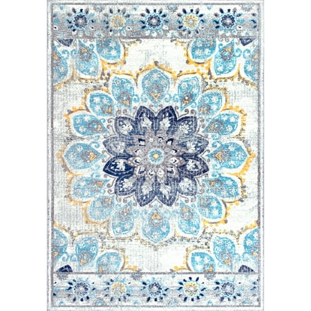 nuLOOM Kiyoko Vintage Floral Area Rug, 4' x 6', Blue