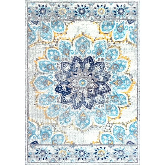 nuLOOM Kiyoko Vintage Floral Area Rug, 4' x 6', Blue