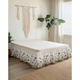 thumbnail image 2 of Blue Teal Spring Floral Wrap Around Bed Skirts for King Bed 16" Drop,Bed Skirt with Adjustable Elastic Belt Dust Ruffle Bed Valance for Bedroom Watercolor Botanical Summer Flowers Bed Frame Cover, 2 of 7