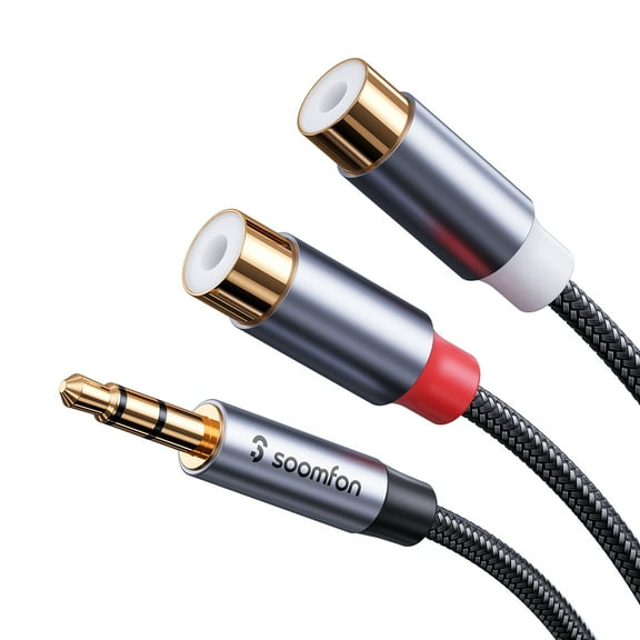 SOOMFON Audio Cable, 3.5mm Male to 2RCA Female RCA Y Splitter Cord for Speake Tablets,1ft