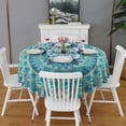 thumbnail image 2 of Round Waterproof Tablecloth 60×60 Inch, Boho Style Reusable Indoor/Outdoor Durable Table Cover for Party Kitchen Dinner Room Decor, 2 of 6